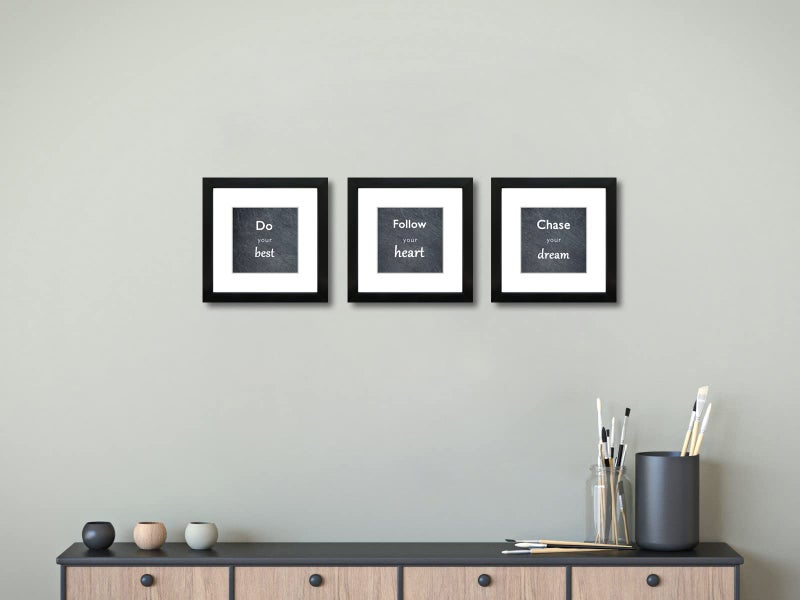 DEKWINN 8x8 Picture Frame Set of 3 with Real Glass for Pictures 5x5 with Mat or 8x8 Without Mat  Wall Gallery or Tabletop display Photo Frames in Black - Image 5